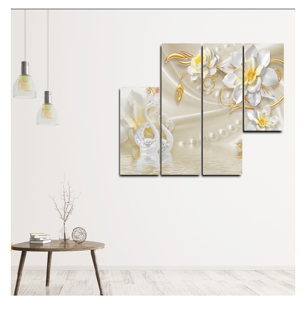 Tranh treo tường cách điệu hồ thiên nga